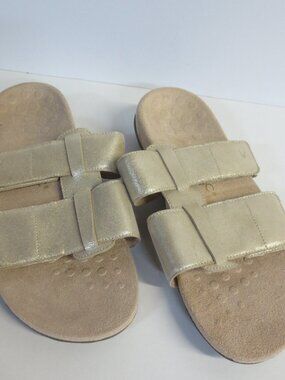 Vionic Riley Slide Sandals , Gold Metal Leather  - US 7 1/2 WIDE